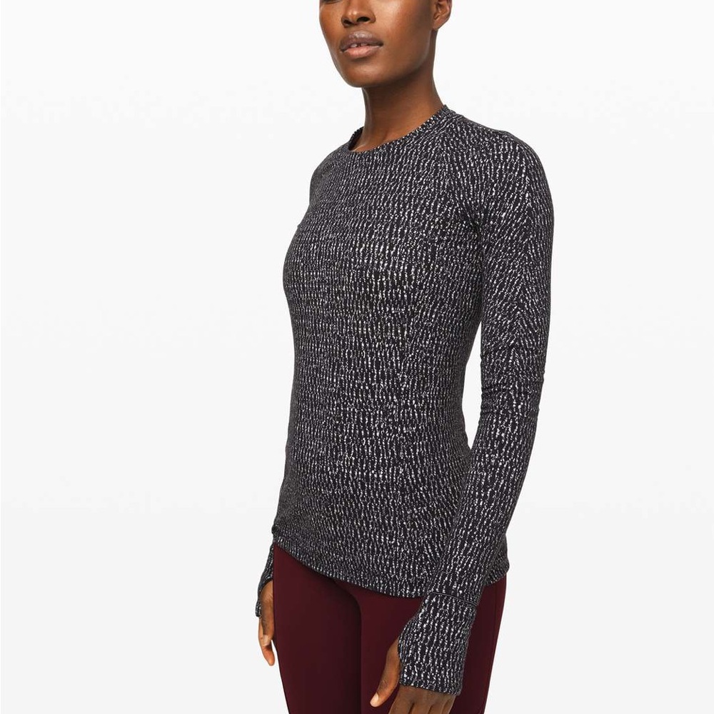 Lululemon Runderful Long Sleeve in Knotted Jacquard Black White